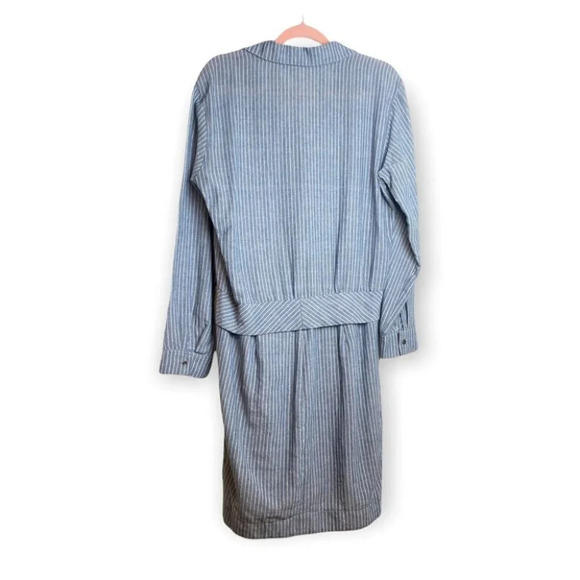 Heartloom Blue &  White Pinstripe Dress Front Waist Tie - Picture 2 of 9